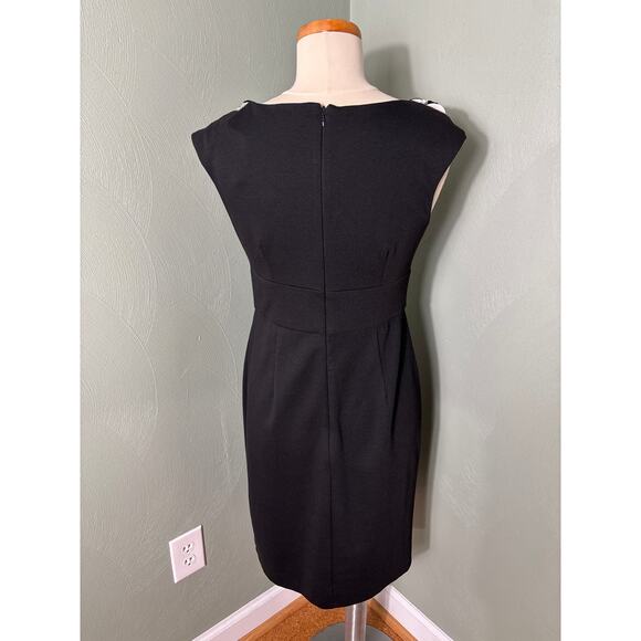 Maggy L Women's Dress Size 10 Black Sleeveless Empire Embellished Collar Midi - Picture 2 of 9